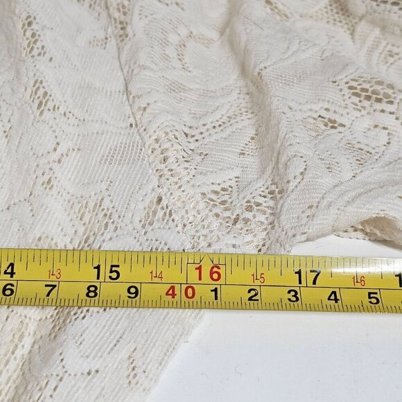 Vintage‎ Lace Bodysuit Long Sleeve Button Snap Zip Closure Cream Women's Medium - Picture 8 of 11